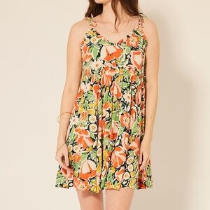 Patrons Of Peace Women’s Medium Malibu Babydoll Mini Dress Floral